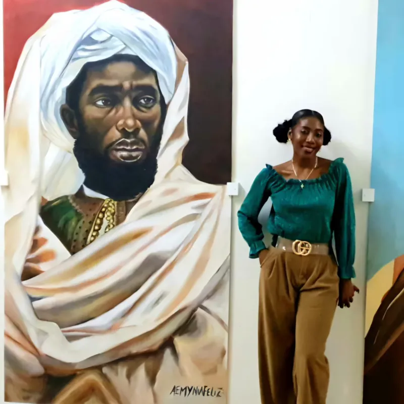 Æmy beside the turban portrait